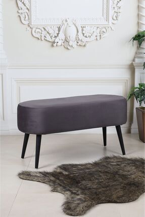 LUNA ANTRASİT 90 CM LARGE SİYAH GÜRGEN AYAKLI ÇOK AMAÇLI PUF BENCH KOLTUK Image 0
