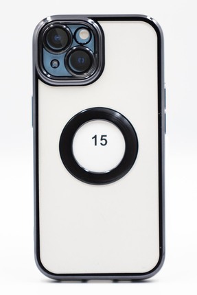 Iphone 15 Uyumlu Kamera Lens Koruyuculu Logo Çerçeveli Şeffaf Yumuşak Slikon Kılıf Image 0