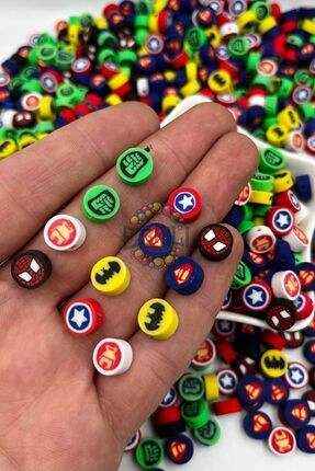 10mm Süper Kahramanlar Figür Fimo Boncuk Takı Yapımı Bead (100 Adet) Image 0