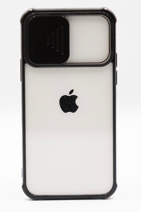 Iphone 12 Uyumlu Kamera Korumalı Sürgülü Şeffaf Siyah Kılıf Image 0