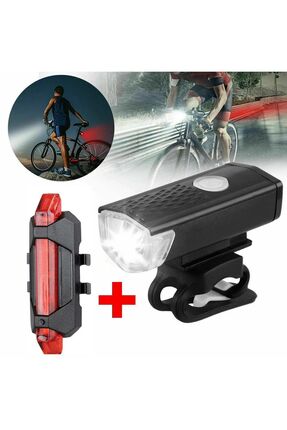 Su Geçirmez Usb Şarj Led Bisiklet Scooter Ön Far Arka Işık Lambası Işık Seti Bisiklet Far Image 1