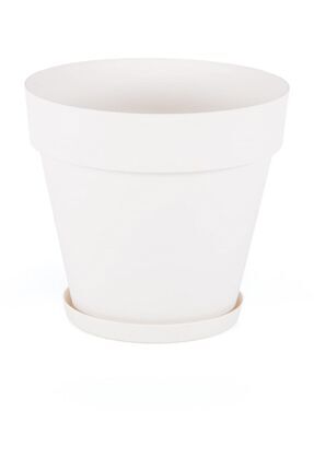 Kırık Beyaz Dekoratif Tabaklı Yalı Saksı 10 Litre Image 0
