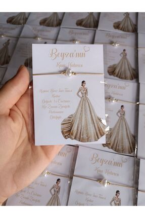 İsminize Özel Kart Tasarımlı  Şans Bilekliği (Söz,Nişan,Kına,Nikah,Düğün Hediyesi 50 Adet Image 0