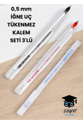 0,5 mm İĞNE UÇ TÜKENMEZ KALEM SETİ 3'LÜ Image 0