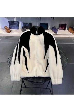 Unisex Parçalı Owersize Geniş Kalıp Peluş Ceket Image 0