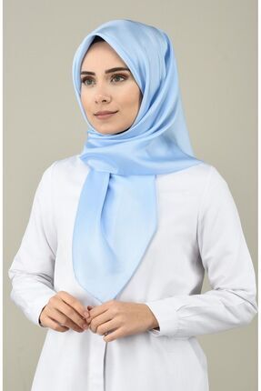 Kadın Bebe Mavisi Düz Renk Kristal Eşarp Image 0