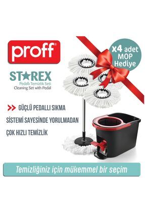 Starex Pedallı Spin Mop Temizlik Seti 4 Yedek Mop Hediyeli Image 0