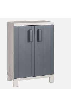 Dış Mekan Banyo 2 Raflı Nemli Ortamlar Plastik Dolap 93x65x38 Cm Beyaz - Gri Image 0