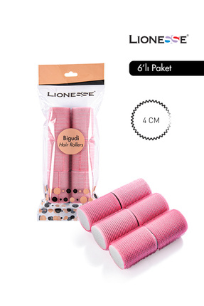 Cırt Cırtlı Saç Bigudisi 1113 – 6’lı Paket, Pembe , 4 Cm Image 0