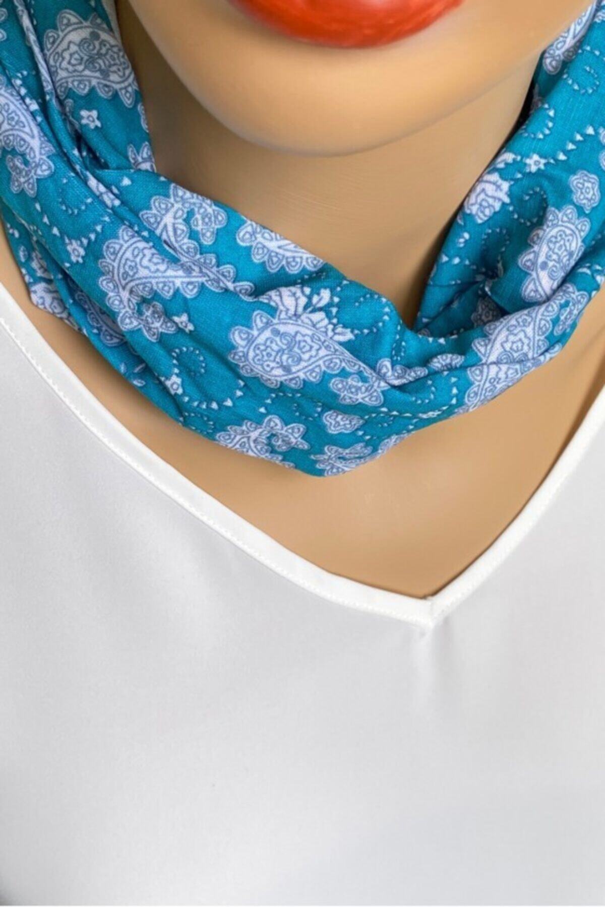 Artikel Yeşil Etnik Desenli Buff Bandana Baf Boyunluk Saç Aksesuarı