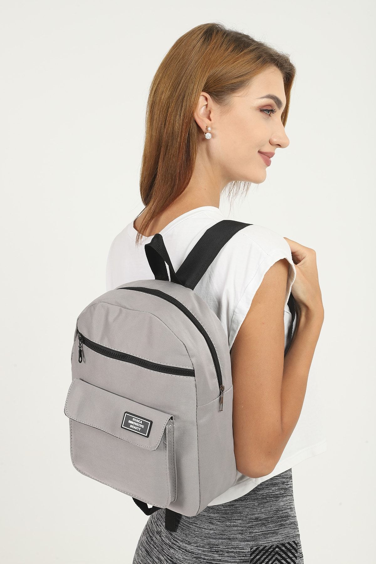 SHAKA U15 Gri 3 Bölmeli Sırt Çantası U:30 Cm E:25 Cm G:9cm