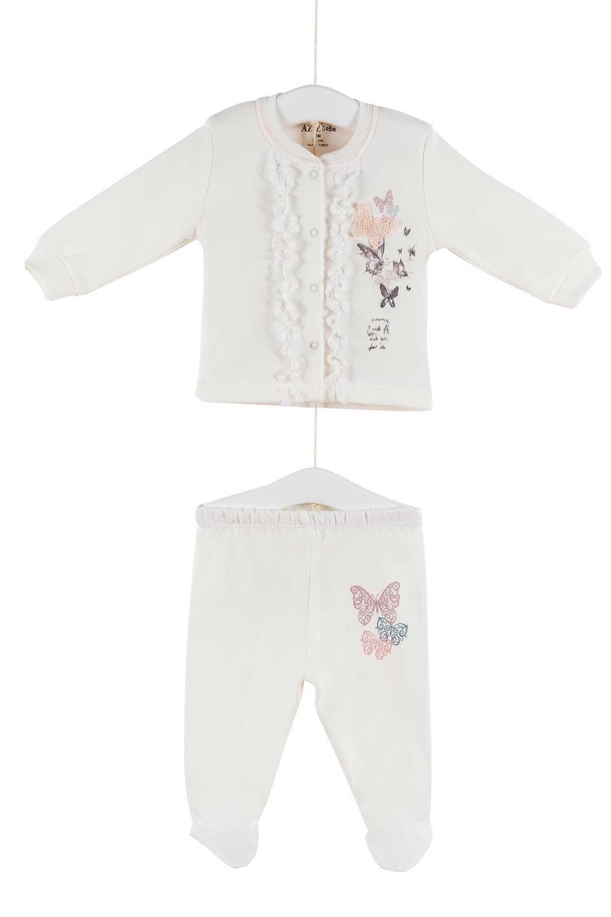 Aziz Bebe Kız Bebek Badi Pantolon Alt Üst 2li Takım 0-6 Ay 2800
