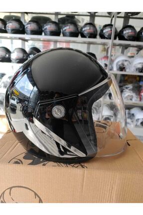 Motosiklet Yarım Kask Parlak Siyah Ece Belgeli 1'inci Sınıf Image 0