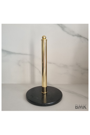Kuvars Kağıt Havluluk (mat Siyah - Gold Kaplama ) : Çap 18 Cm - H: 30 Cm Image 0