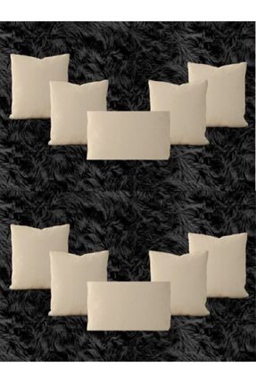 10 Adet Düz Bej Ham Keten Kırlent Kılıfı- Punch Işlemesine Uygun Image 0