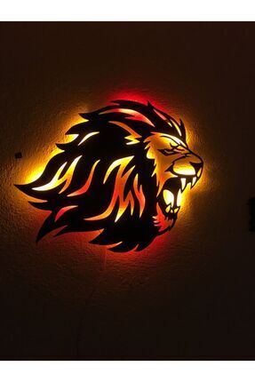 Aslan Led Işıklı Ahşap Tablo 55x50cm Image 0
