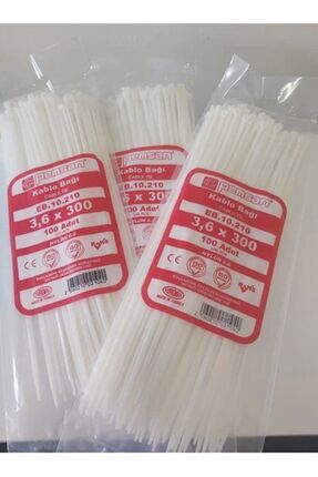 3.6X300 Plastik Cırt Kelepçe Kablo Bağı Beyaz 100'Lu Paket Image 0