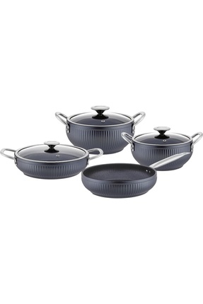 G5018 Mercan 7 Parça Granit Tencere Seti Gri Image 0