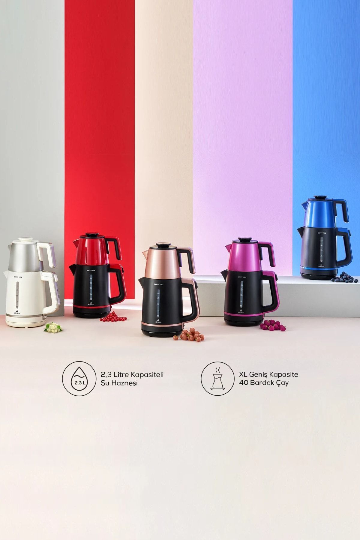 چای ساز Berry Tea Xl 2in1 with Steel Infuser and Kettle Roseberry