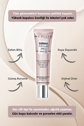 Saten Görünüm Porselen Fondöten Waterproof - 01 Açık Beyaz Image 1