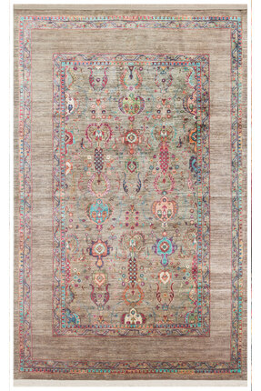 DOGANLAR ANTIQ  ANTIQUE 07OLİVE Kaymaz Taban Karabağ ve Antik Desenli Yıkanabilir Makine Halısı Image 0