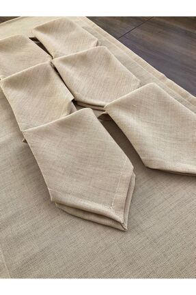 Kapicino Renk Linen Kumaş 6 Peçete 1 Runner Servis Takımı Image 1