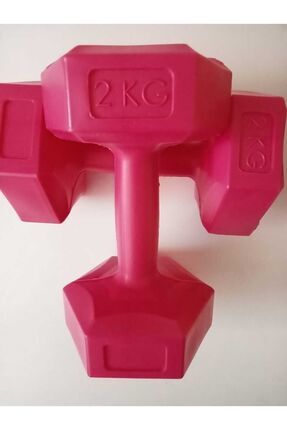 2 Kg X 2adet Köşeli Vinyl Kaplı Fuşya Dambıl Ağırlık Seti Image 0