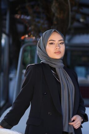 Tesettür Penye Şal Modeli - Füme Image 0