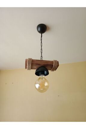 , Vintage, Otantik Tekli Ahşap, Rustik Avize, E27 Duylu, Image 0
