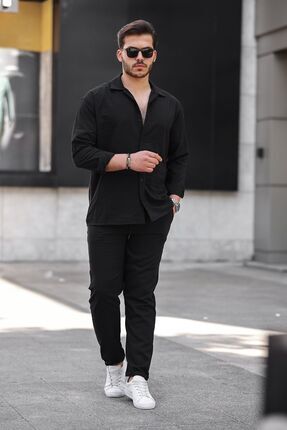2li Takım Keten Gömlek ve Keten Pantolon Regular Fit Image 0
