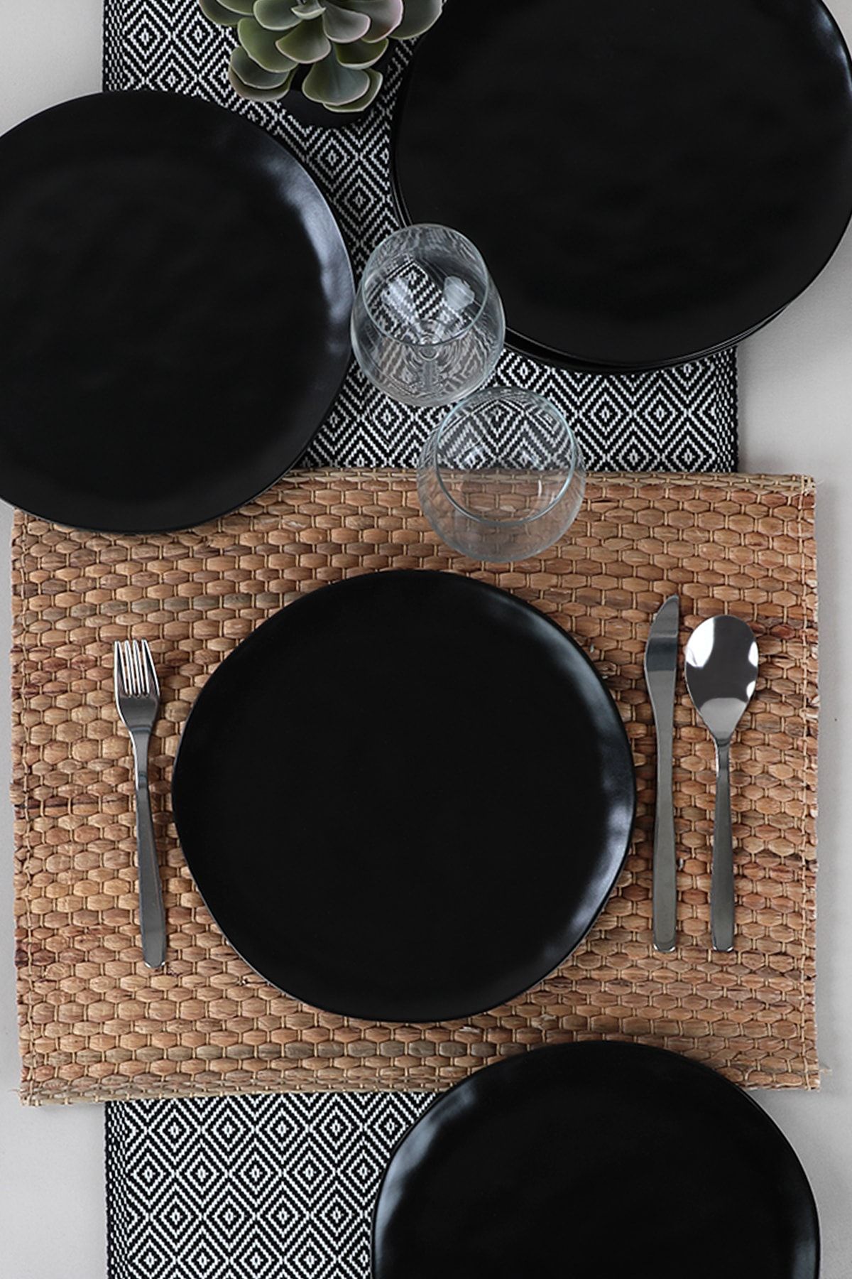 keramika mat siyah organik servis tabagi 26 cm 6 adet fiyati yorumlari trendyol