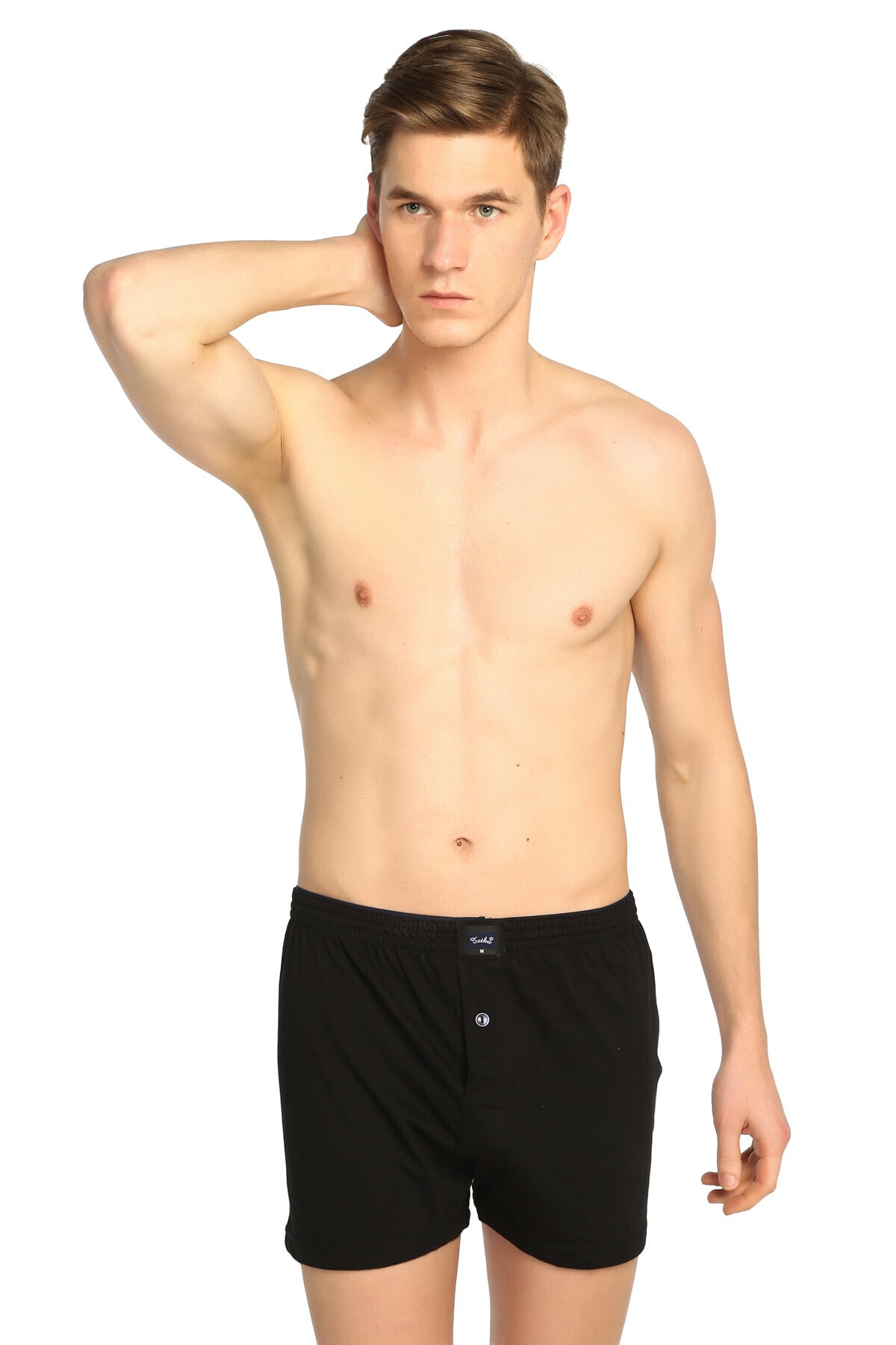 Tutku Erkek Siyah 3'lü Paket Penye Düğmeli Boxer ELF568T0117CCM3