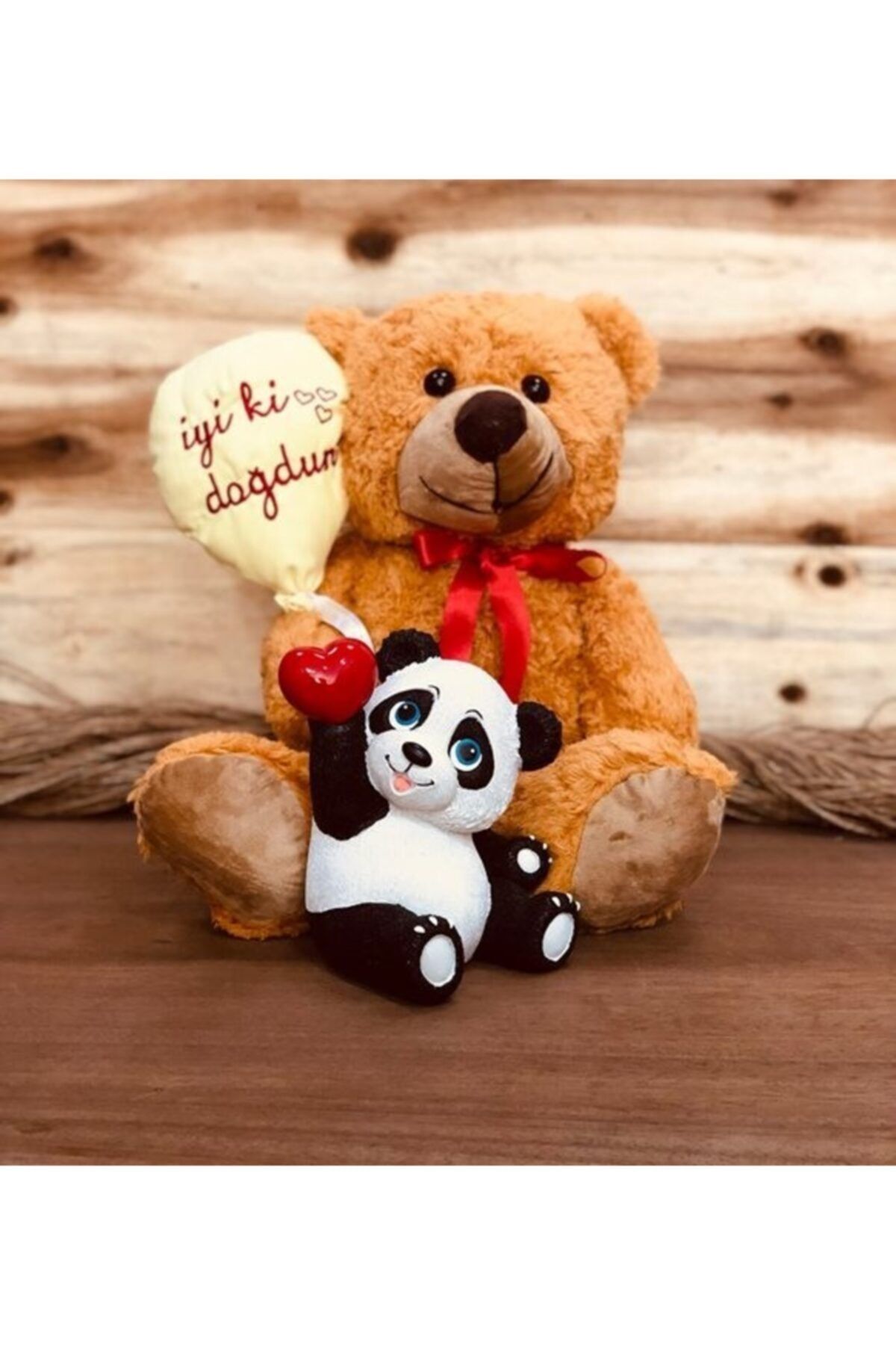 Hediye Deposu Iyi Ki Dogdun Pelus Ayicik Ve Sevimli Panda Biblo Dogum Gunu Hediye Seti Trendyol