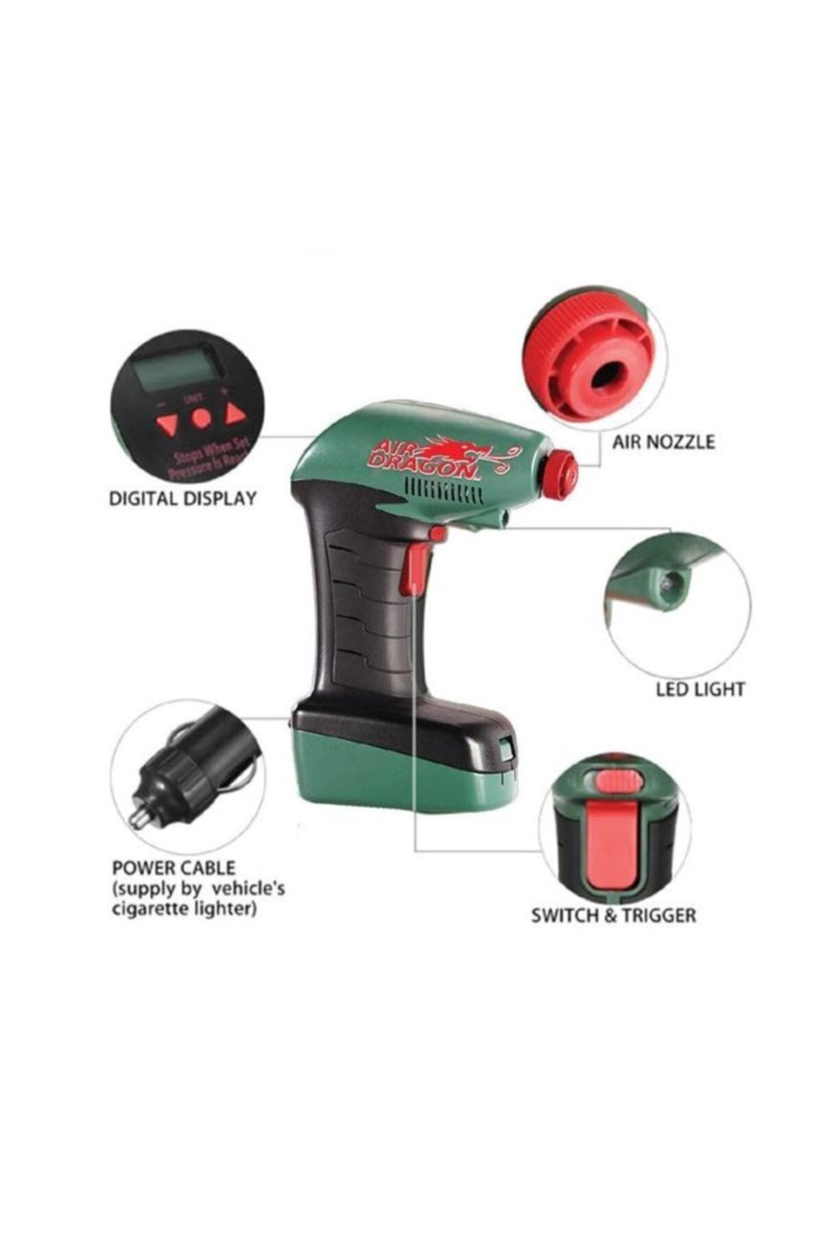 Air Dragon 12v Dijital Taşınabilir Hava Kompresörü