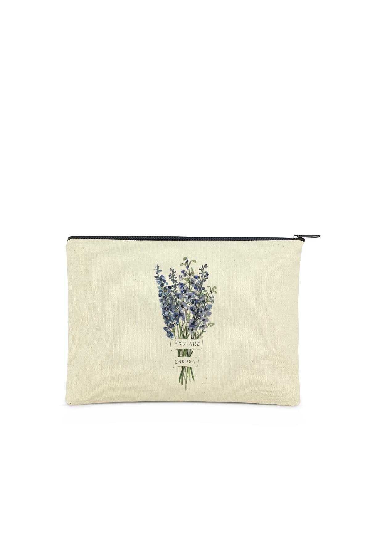 Çınar Bez Çanta Clutch You Are Enough Kanvas Makyaj Çantası