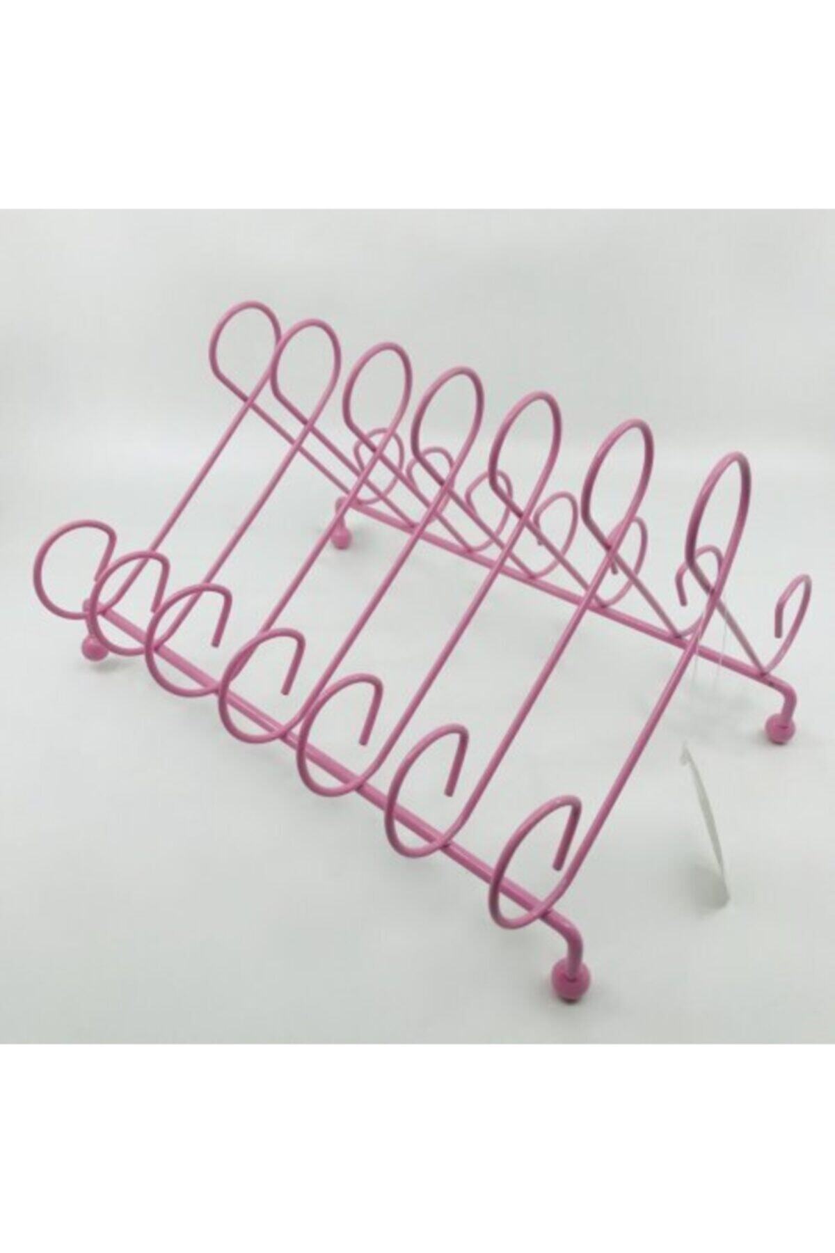 SHEKER HOME Metal 6'lı Tabaklık 23 cm X 20 cm X 19 cm Pembe