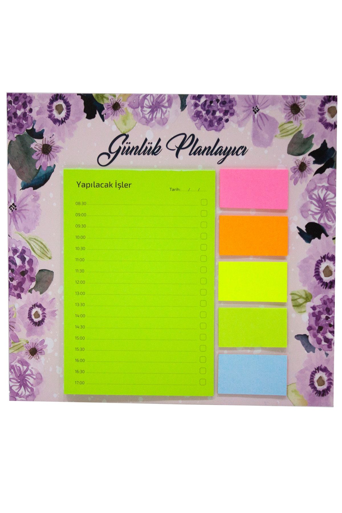 Paste Notes Çiçekli Desenli Günlük Planlayıcı Not Seti