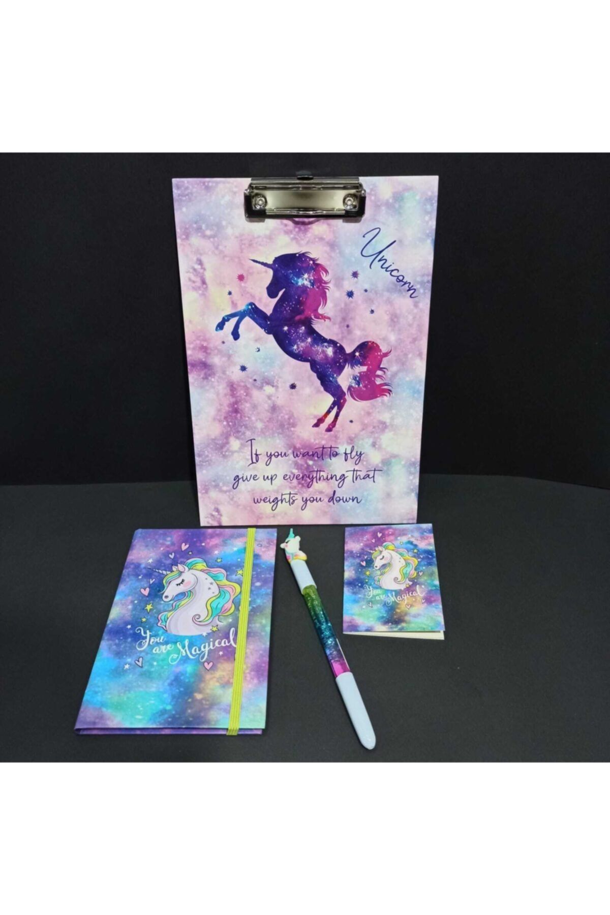 1001Hediye Unicorn Pony Sekreterlik, Defter, Not Defter Ve Kalem Seti