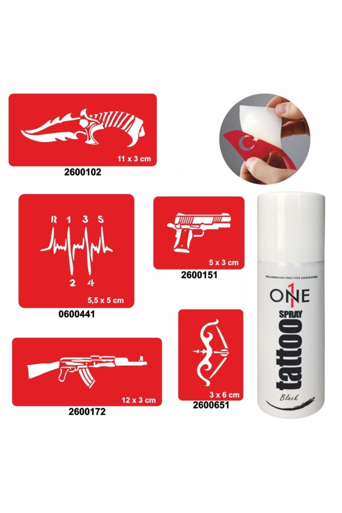 ONE SPRAY TATTOO Savaşa Hazır Ol Sprey Dövme Seti