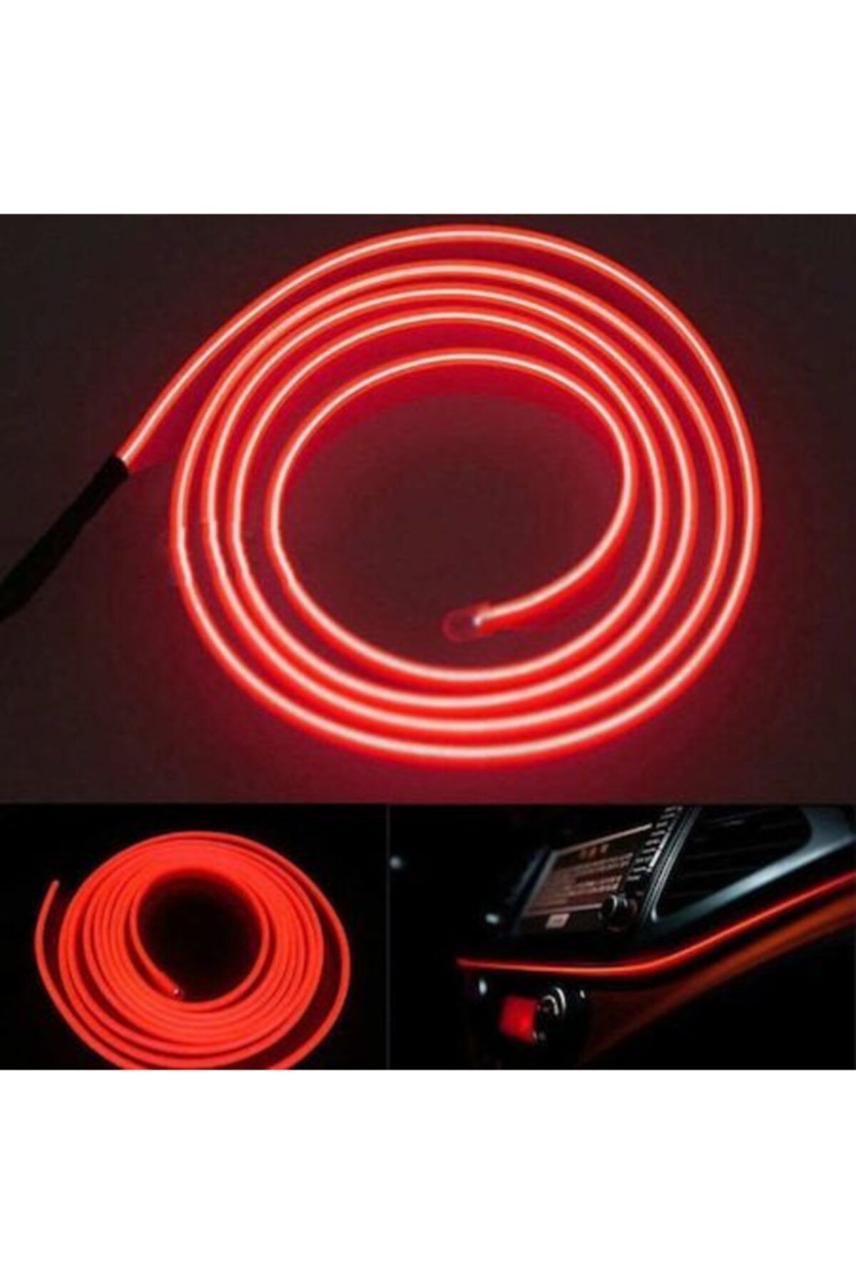 Aksr Dünyası Araç Içi Torpido Ledi Kırmızı Neon Ip Ambiyans Işığı 2 Metre