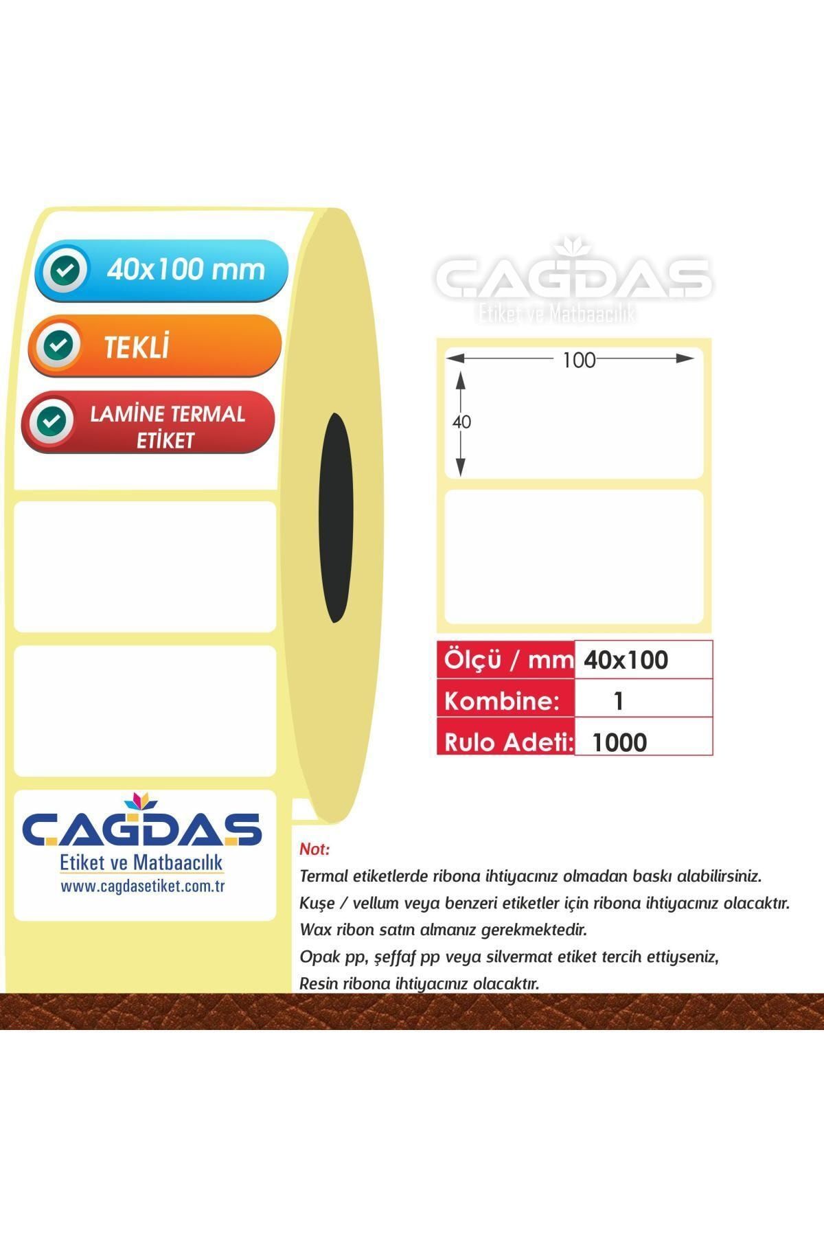 CGDS Lamine Termal Barkod Etiket Stıcker 40x100 Mm Tekli 1000 Ad -lt40100