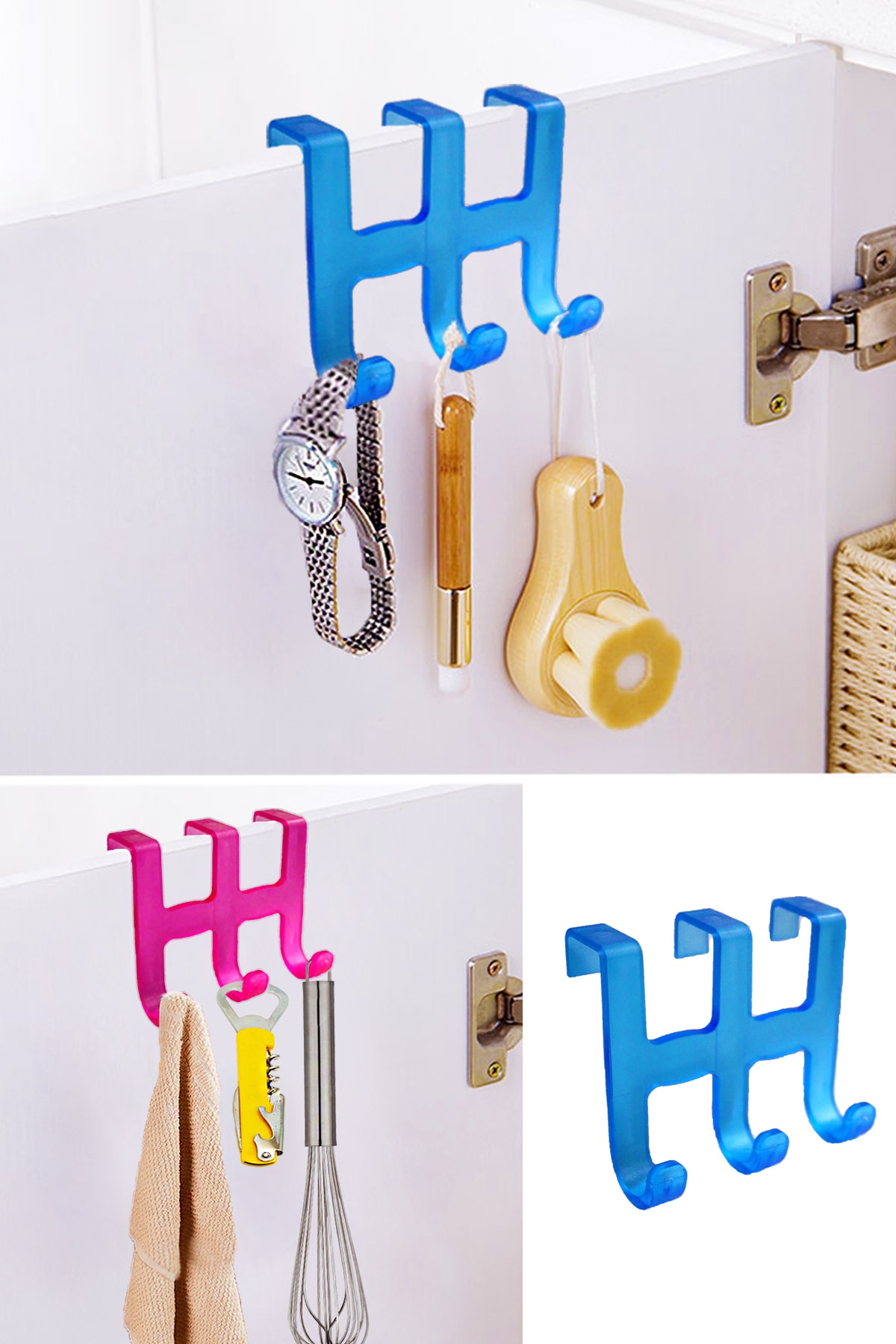 Helen's Home 3 Kancalı Dolap Kapağı Askısı Mutfak Havlu Askısı