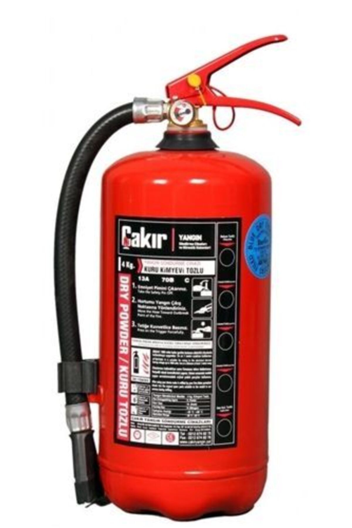ÇAKIR Yangın Söndürücü Tüp 4 Kg Bakanlık Onaylı Abc %40 K.k.t