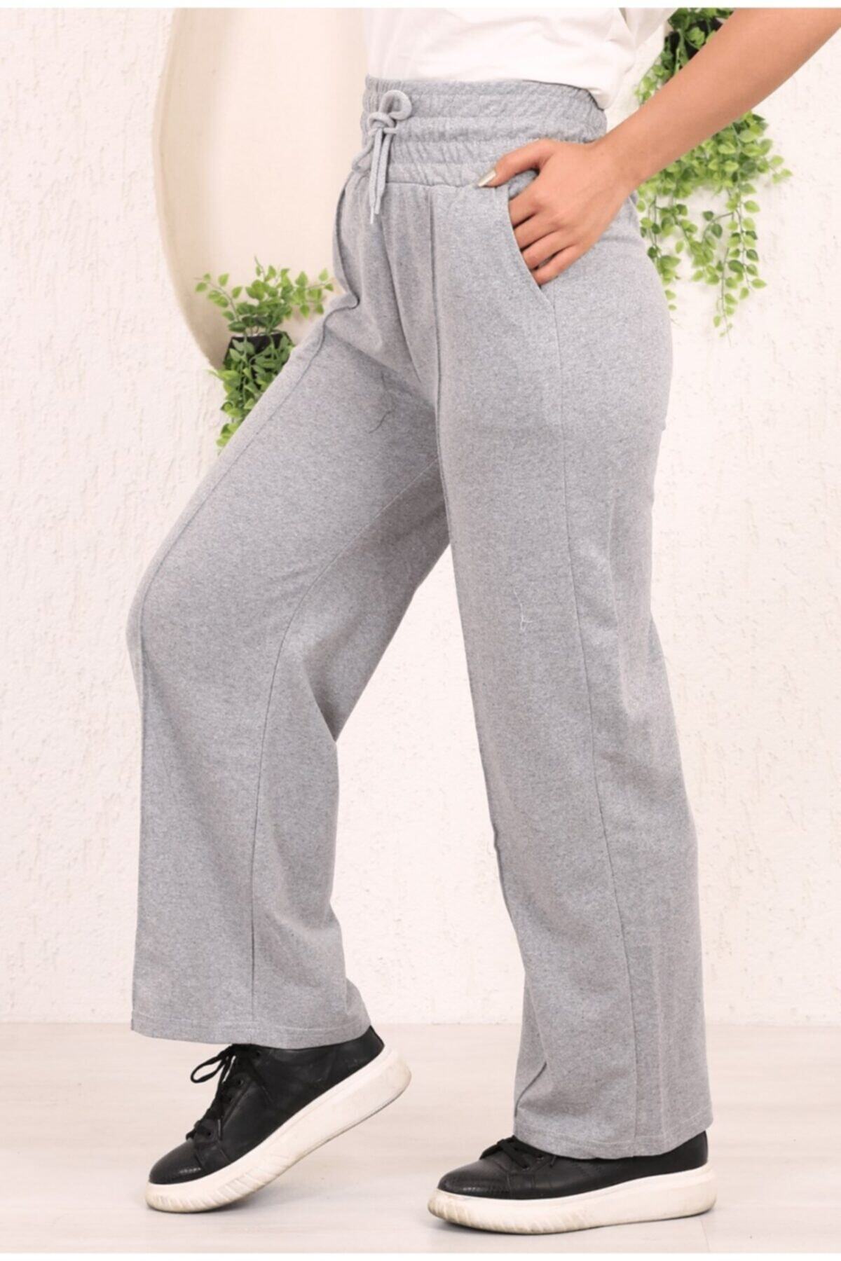 Bestenur Nervür Dikişli Cepli Iki Iplik Pantolon - Gri