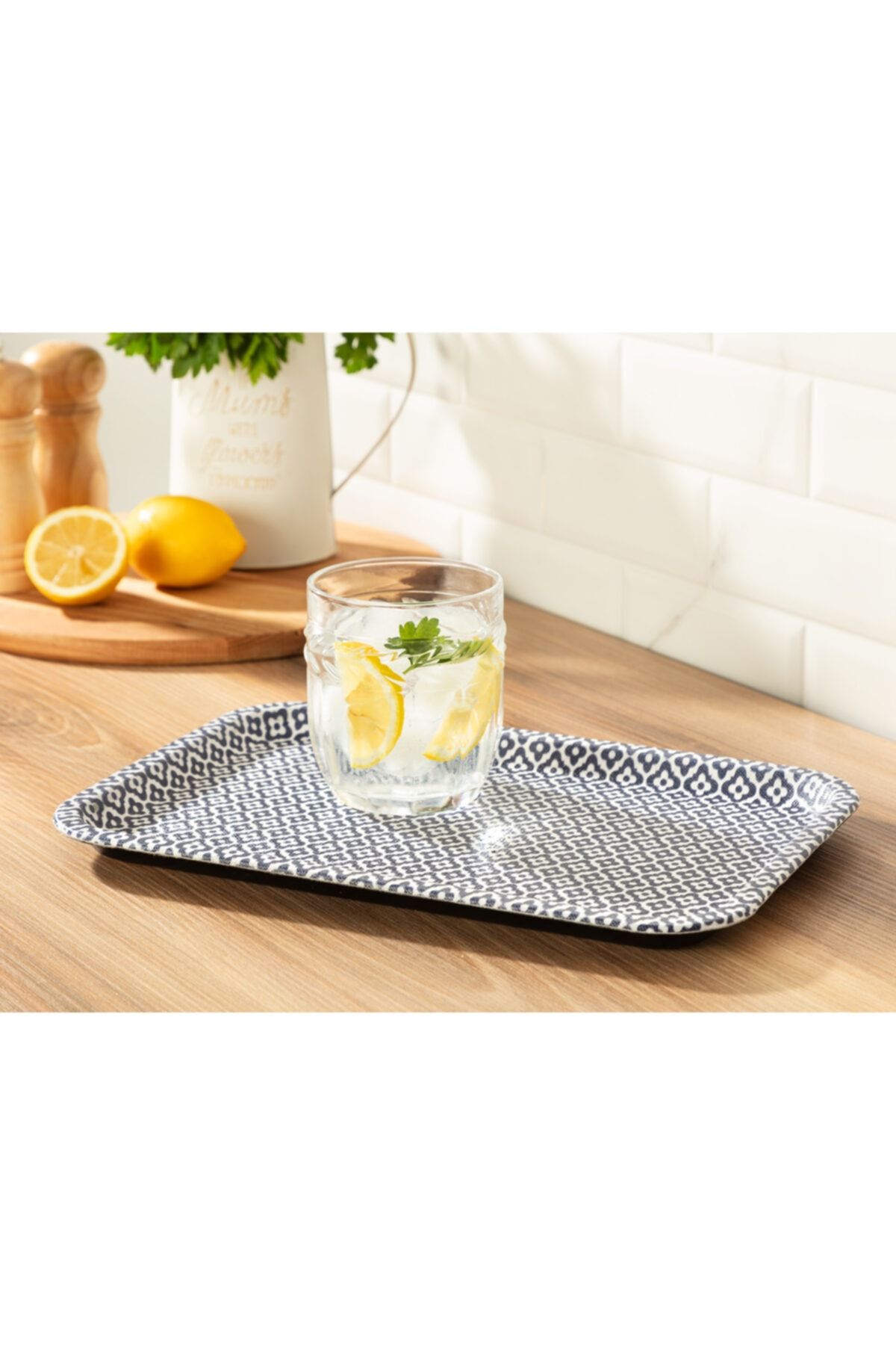 Madame Coco Rêve Bleu Tuyau Dikdörtgen Kaydırmaz Tepsi 31x21cm