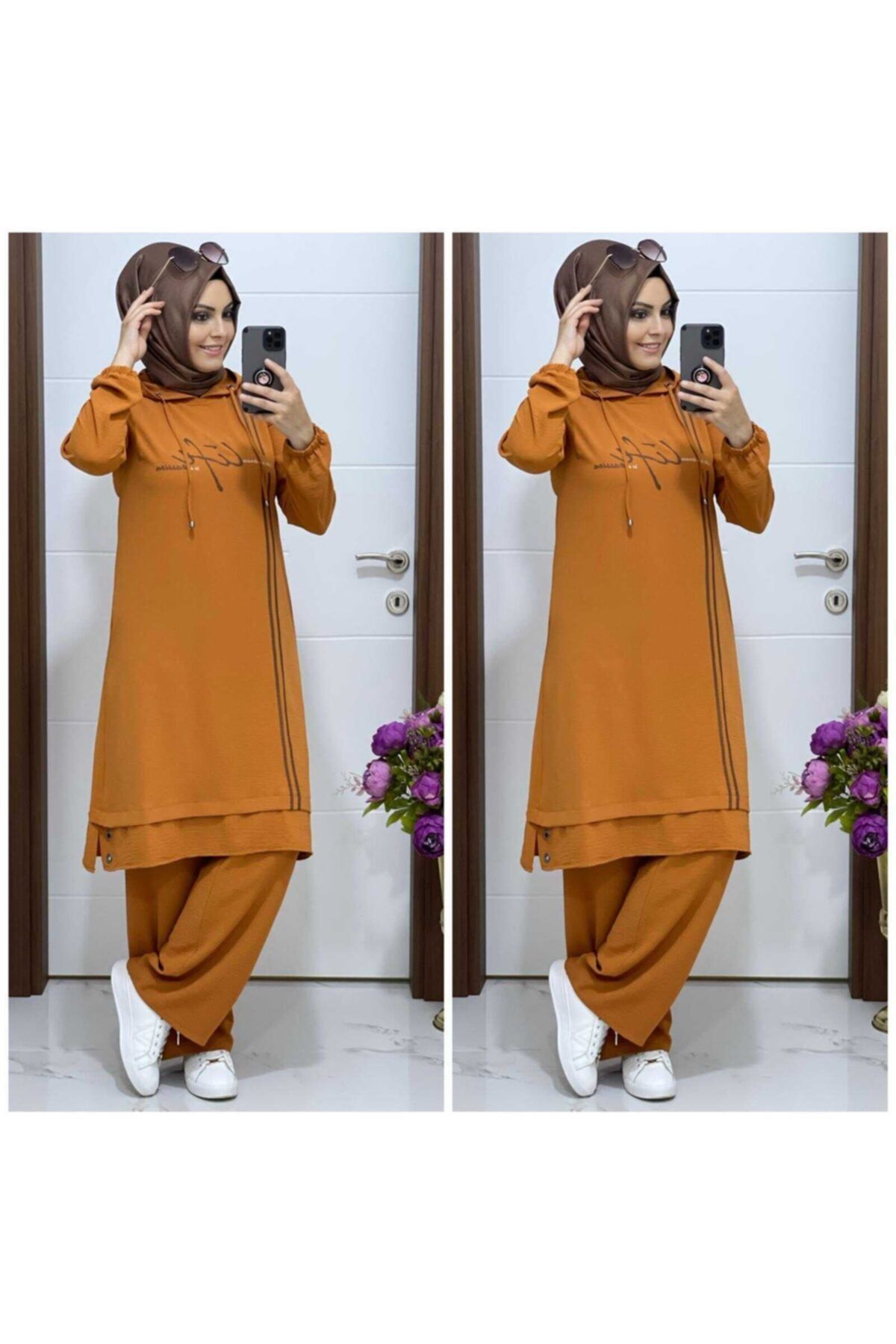 modasura 6015 K 25 Turuncu Tunik Pantolon Takım