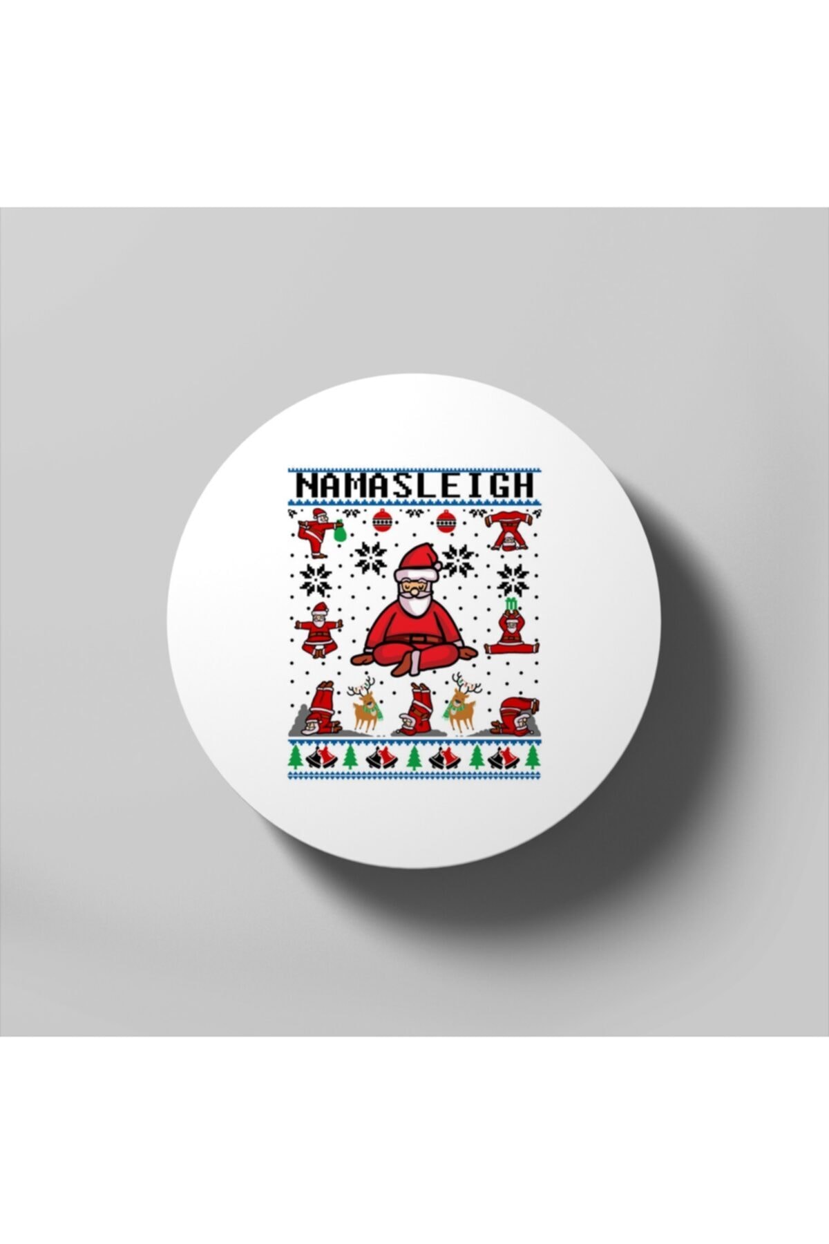 Fizello Namasleigh Yoga Funny Christmas Sweater Bardak Altlığı