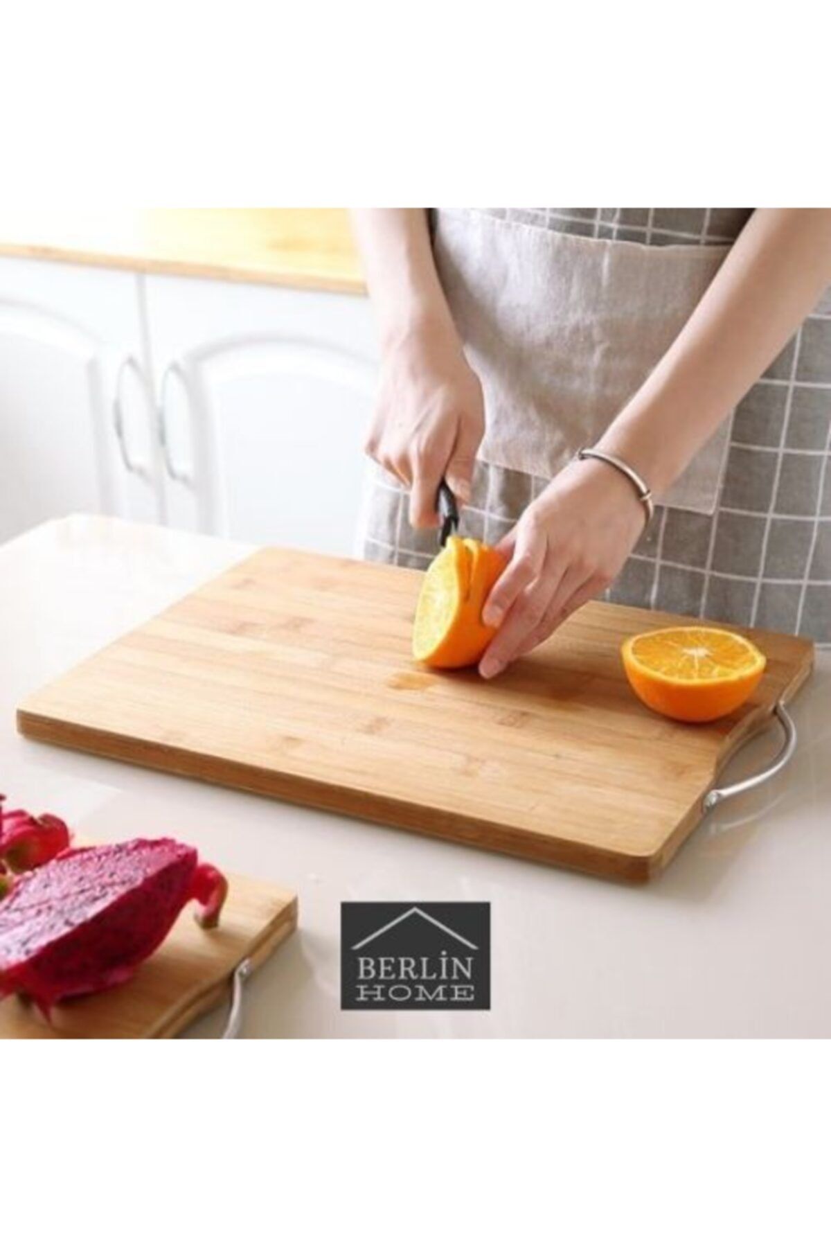 BERLİN HOME Kalın Güçlü Bambu Ahşap Kesme Tahtası