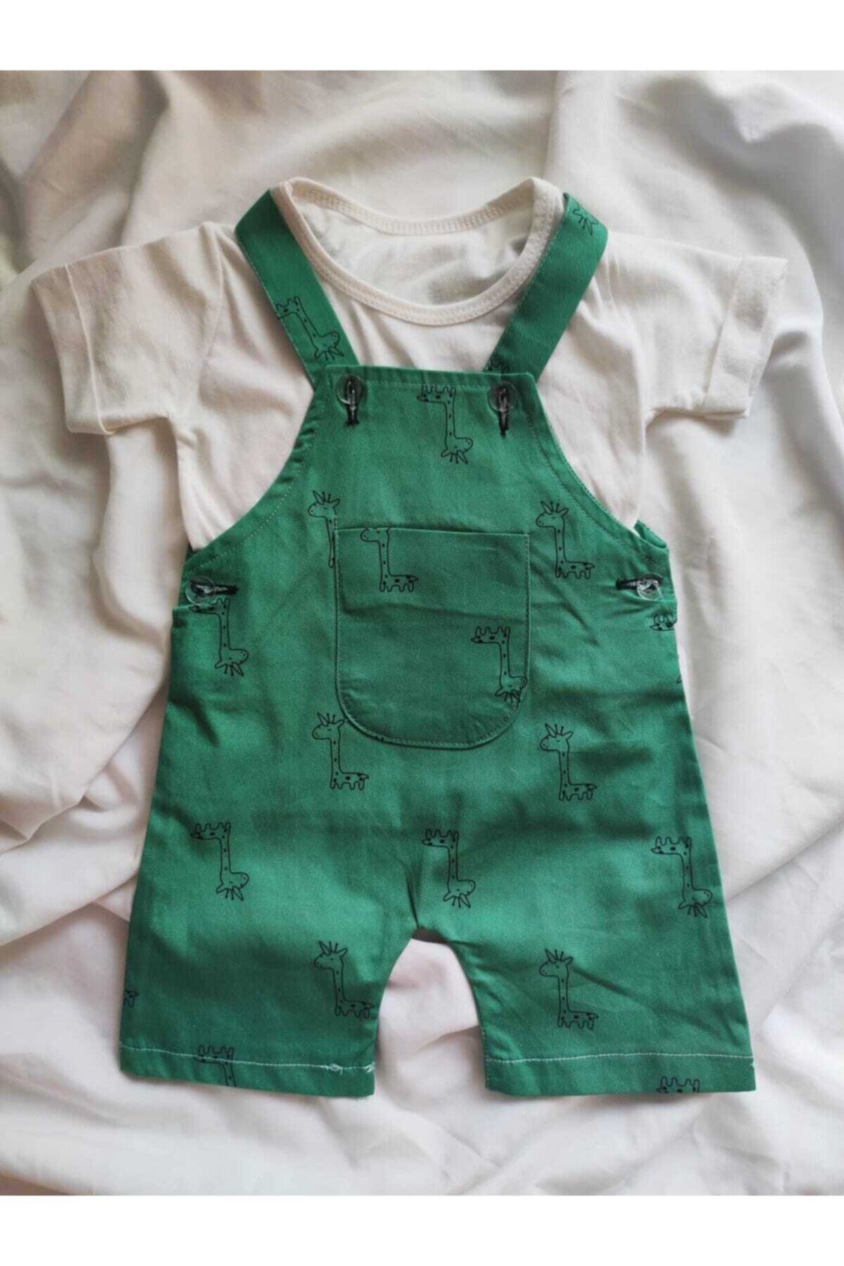 Babyloou Erkek Çocuk Zürafa Desenli 2'li Takım Salopet