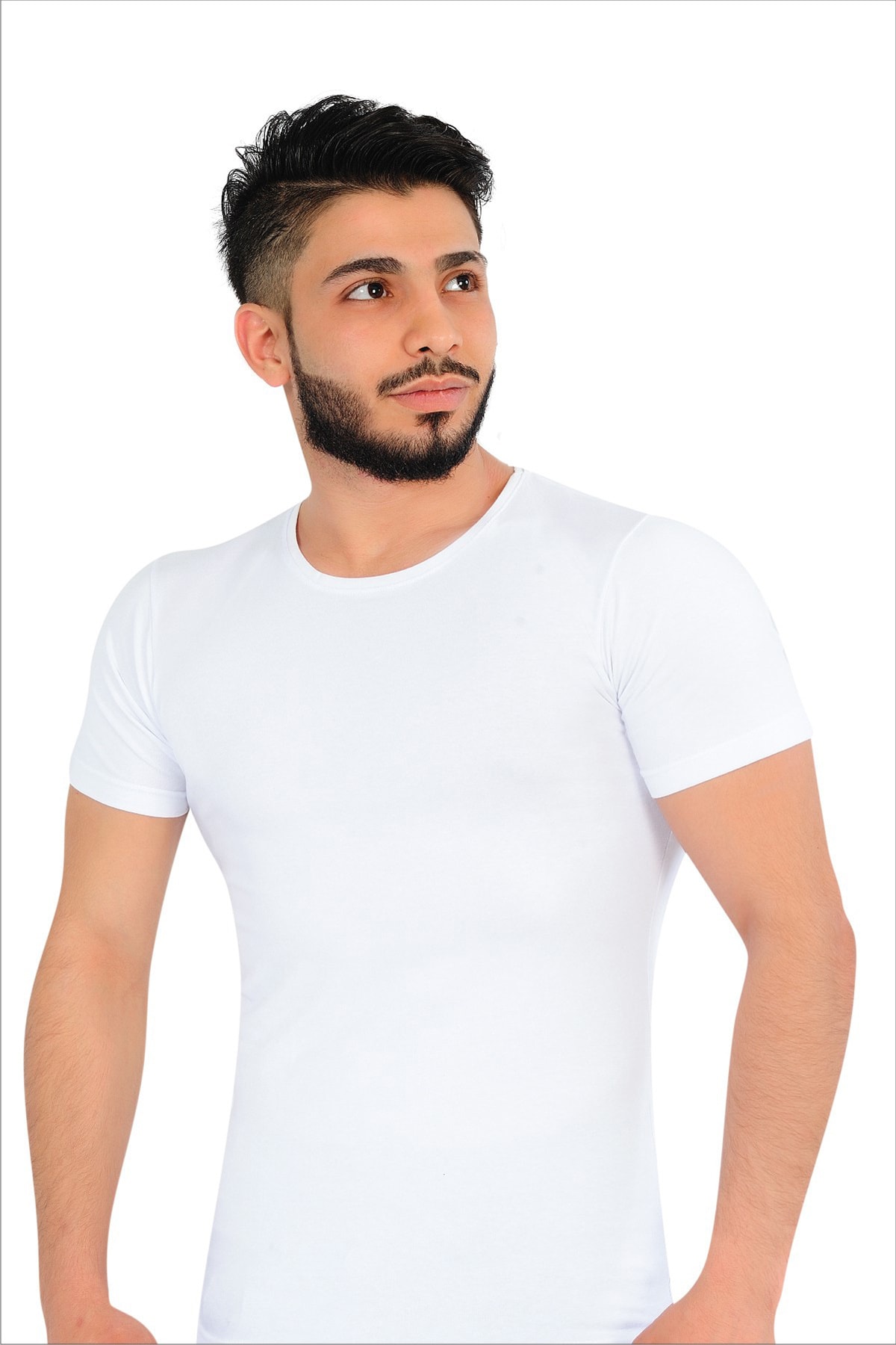 ERŞAH Erkek Beyaz Likralı Kapalı Yaka 6'lı Fanila